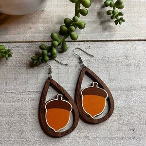 🎃 Fall Acorn Earrings! New! Wooden Fall Autumn Season Cozy Lightweight